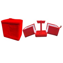 RinGold Premium Quality Red Velvets Jhumka Earring Box | 9.5CM X 10CM X 6CM | Closure Button | Earring Box Storage | Vanity Box