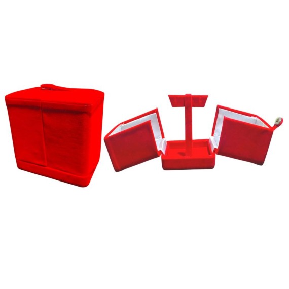 RinGold Premium Quality Red Velvets Jhumka Earring Box | 9.5CM X 10CM X 6CM | Closure Button | Earring Box Storage | Vanity Box
