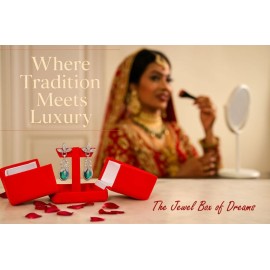 RinGold Premium Quality Red Velvets Jhumka Earring Box | 9.5CM X 10CM X 6CM | Closure Button | Earring Box Storage | Vanity Box