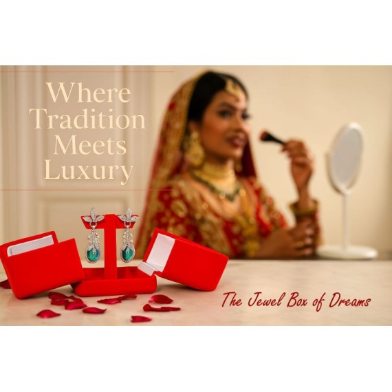 RinGold Premium Quality Red Velvets Jhumka Earring Box | 9.5CM X 10CM X 6CM | Closure Button | Earring Box Storage | Vanity Box