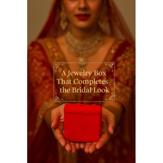 RinGold Premium Quality Red Velvets Jhumka Earring Box | 9.5CM X 10CM X 6CM | Closure Button | Earring Box Storage | Vanity Box