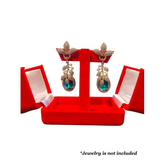 RinGold Premium Quality Red Velvets Jhumka Earring Box | 9.5CM X 10CM X 6CM | Closure Button | Earring Box Storage | Vanity Box
