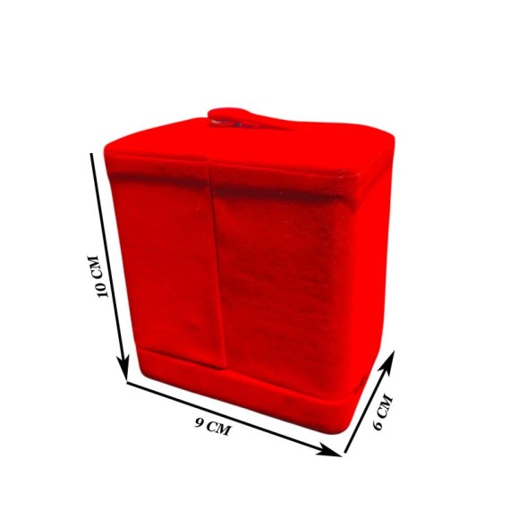 RinGold Premium Quality Red Velvets Jhumka Earring Box | 9.5CM X 10CM X 6CM | Closure Button | Earring Box Storage | Vanity Box