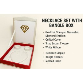 RinGold Premium Quality Bridal Necklace Bangel Earring Set Box | 26 CM X 19 CM X 4 CM | Necklace Bangle Earring Storage Box | Button Closure Box | Vanity Box