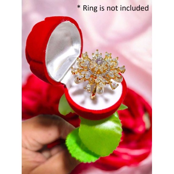 Premium Quality Red Velvets Rose Shaped Ring Box | 19CM X 4CM X 1CM | Gift for Love one | Ring Box Storage | Vanity Box (Red Velvets) | BX014