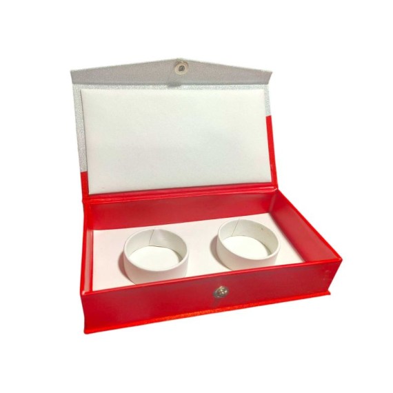 Premium Quality Red White Bangle Organizer Box | 17CM X 10CM X 4CM | Closure Button | Bangle Box Organizer | Vanity Box | BX017