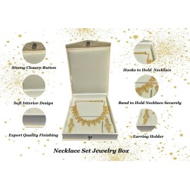 RinGold Luxury Quilted Necklace Set Gift Box with Button Closure and Velvet Interior| 17CM X 15CM X 3CM | Necklace Storage Box | BX019