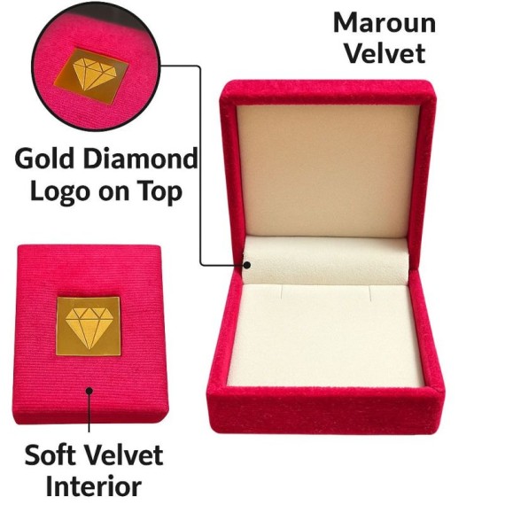 Luxury Maroon Velvet Stud Earring Box with Diamond Logo | 7 CM X 6 CM X 4 CM | BX021 