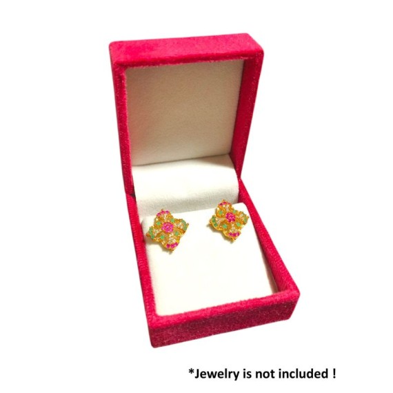 Luxury Maroon Velvet Stud Earring Box with Diamond Logo | 7 CM X 6 CM X 4 CM | BX021 