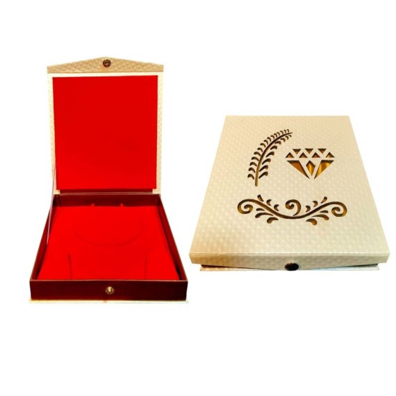 RinGold Necklace Jewellery Box with Velvet Interior | 19.5CMX3.5CMX17CM | Cutwork Design | Premium red velvet interior for luxury finish | Vanity Box (Red Velvet Interior) | BX022