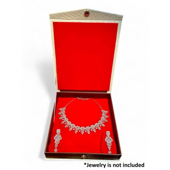RinGold Necklace Jewellery Box with Velvet Interior | 19.5CMX3.5CMX17CM | Cutwork Design | Premium red velvet interior for luxury finish | Vanity Box (Red Velvet Interior) | BX022