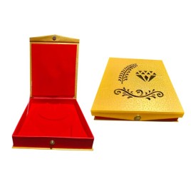 Premium Designer Necklace Set Box | Golden & Red, Velvet Interior, Magnetic Closure | 8x7x1.5 Inch | Perfect for Bridal Jewelry & Gifting