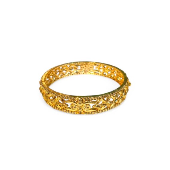 Indian Ethnic Gold Plated CZ Bangles for Women – Traditional Bridal Jewelry with Floral Design NO5 | 2.4, 2.6, 2.8, 2.10 