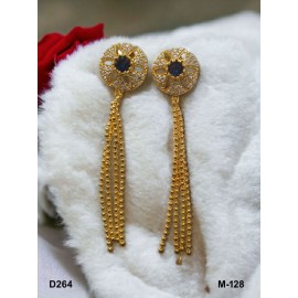 D264BLGO Affordable artificial american diamond gold plated stud earring