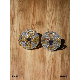 D472BLGO Fancy artificial indian american diamond gold plated stud earring