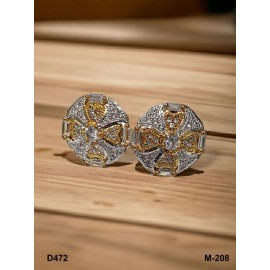 D472WHGO Fancy artificial indian american diamond gold plated stud earring