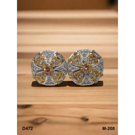 D472YEGO Fancy artificial indian american diamond gold plated stud earring