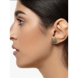 D472YEGO Fancy artificial indian american diamond gold plated stud earring