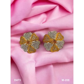 D473YEGO Fancy artificial indian american diamond gold plated stud earring