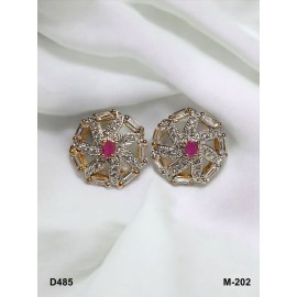 D485REGO Fancy artificial indian american diamond gold plated stud earring