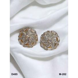 D485WHGO Fancy artificial indian american diamond gold plated stud earring
