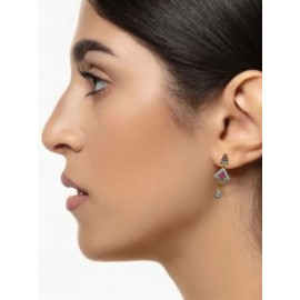 D490REGO Fancy artificial indian american diamond gold plated stud earring