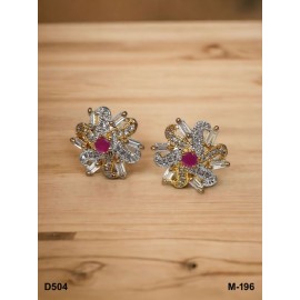D504REGO Affordable artificial american diamond gold plated stud earring