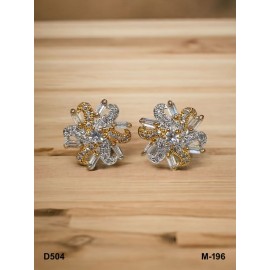 D504WHGO Affordable artificial american diamond gold plated stud earring