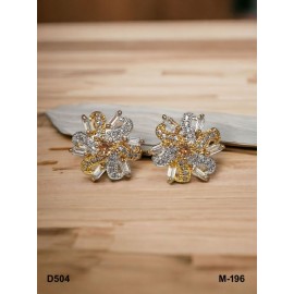 D504YEGO Affordable artificial american diamond gold plated stud earring