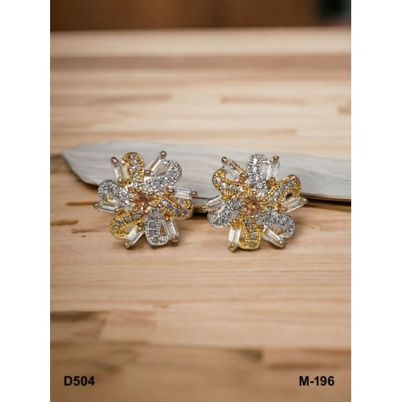 D504YEGO Affordable artificial american diamond gold plated stud earring