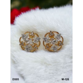 D505WHGO Fancy artificial indian american diamond gold plated stud earring