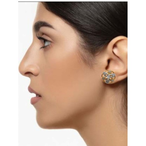 D505WHGO Fancy artificial indian american diamond gold plated stud earring