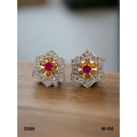 D506REGO Fancy artificial indian american diamond gold plated stud earring