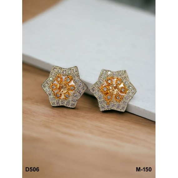 D506YEGO Fancy artificial indian american diamond gold plated stud earring