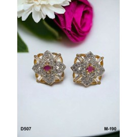D507REGO Fancy artificial indian american diamond gold plated stud earring