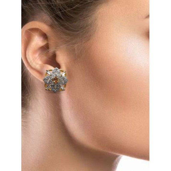 D507YEGO Fancy artificial indian american diamond gold plated stud earring