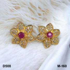 D508REGO Fancy artificial indian american diamond gold plated stud earring