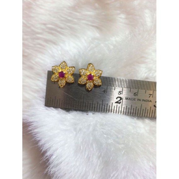 D508REGO Fancy artificial indian american diamond gold plated stud earring