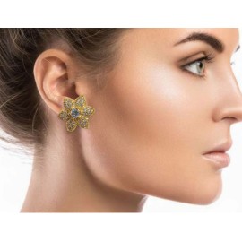 D508WHGO Fancy artificial indian american diamond gold plated stud earring