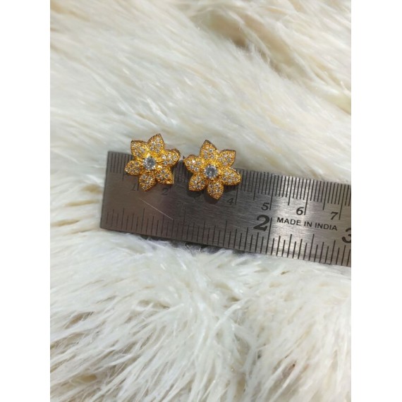 D508WHGO Fancy artificial indian american diamond gold plated stud earring