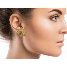 D508YEGO Fancy artificial indian american diamond gold plated stud earring