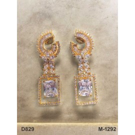 D829WHGO NEW Indian Jewellery Earring Women Traditional Bollywood Style Wedding Ethnic AD