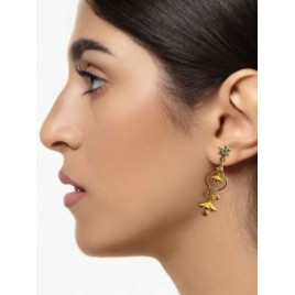 Elegant Gold-Plated Designer Dangler Earrings with CZ Stones | D837
