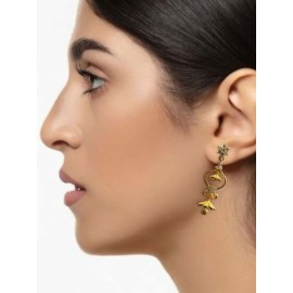 Elegant Gold-Plated Designer Dangler Earrings with CZ Stones | D837