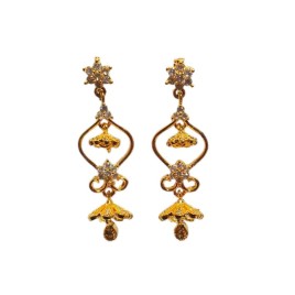 Elegant Gold-Plated Designer Dangler Earrings with CZ Stones | D837