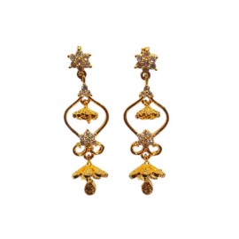 Elegant Gold-Plated Designer Dangler Earrings with CZ Stones | D837