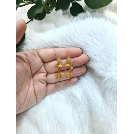 Traditional Gold-Toned Floral Drop Earrings with Umbrella Design for Women & Girls | D841WHGO