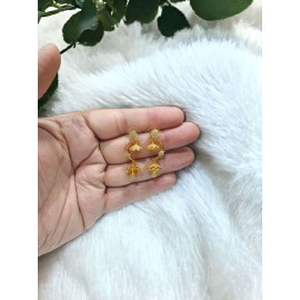 Traditional Gold-Toned Floral Drop Earrings with Umbrella Design for Women & Girls | D841WHGO