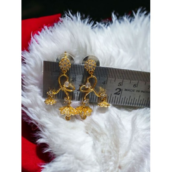Traditional Gold-Toned Floral Drop Earrings with Umbrella Design for Women & Girls | D915WHGO