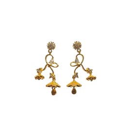Traditional Gold-Toned Floral Drop Earrings with Umbrella Design for Women & Girls | D915WHGO